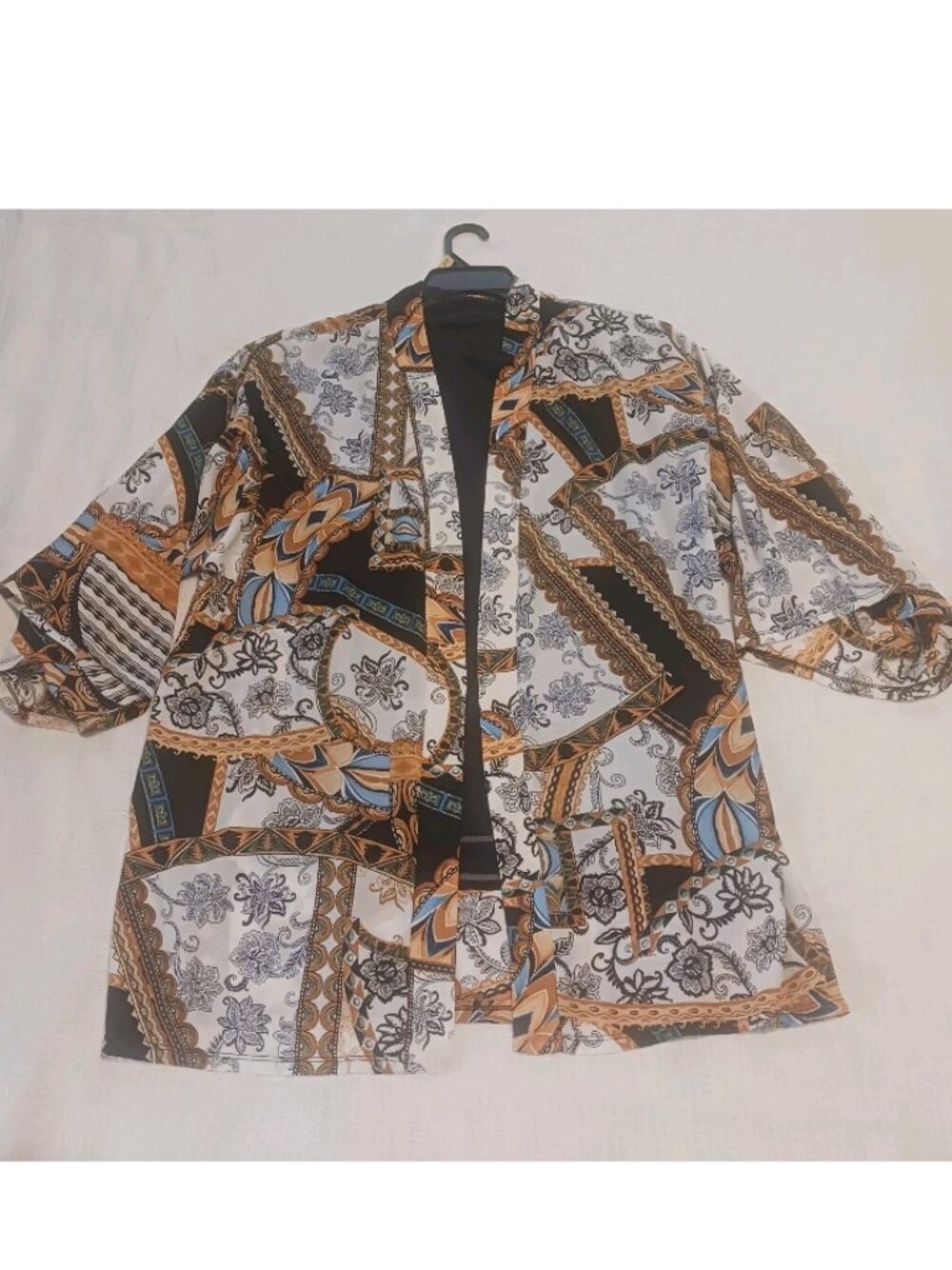 Women’s Cover Up Gold/Blue By Antthony Originals Floral Print Size L